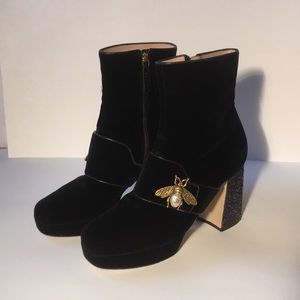 Gucci Velvet Ankle Boot w/ Bee